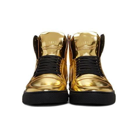 versace metallic tip leather sneaker|Versace sneakers for men.